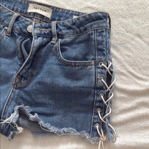 PacSun Blue Jean Shorts with Lace-Up Sides